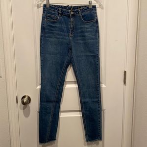 Missguided Sinner Rear Zipper High Rise Raw Hem Skinny Jeans Size 8